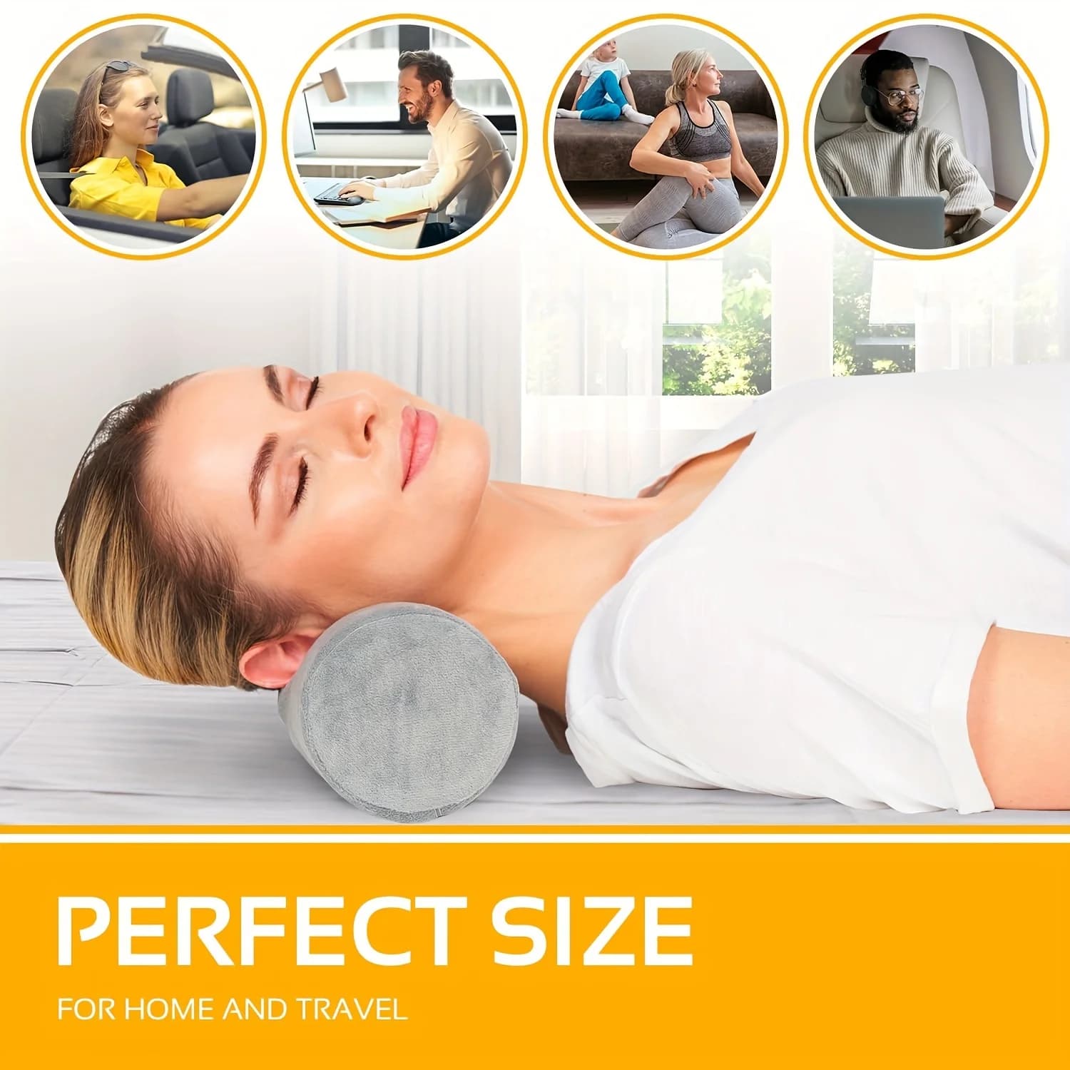 1 piece cervical neck memory foam cushion, pillow cushion for sleeping for bed, legs, back and yoga