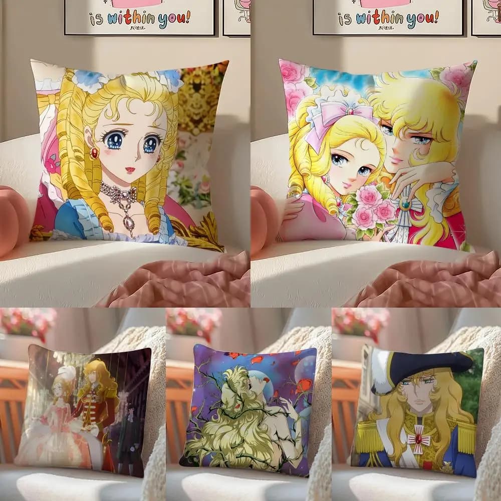 Romance Anime The R-Rose of Versailles Short plush cushion with invisible zipper for sofa and bedroom