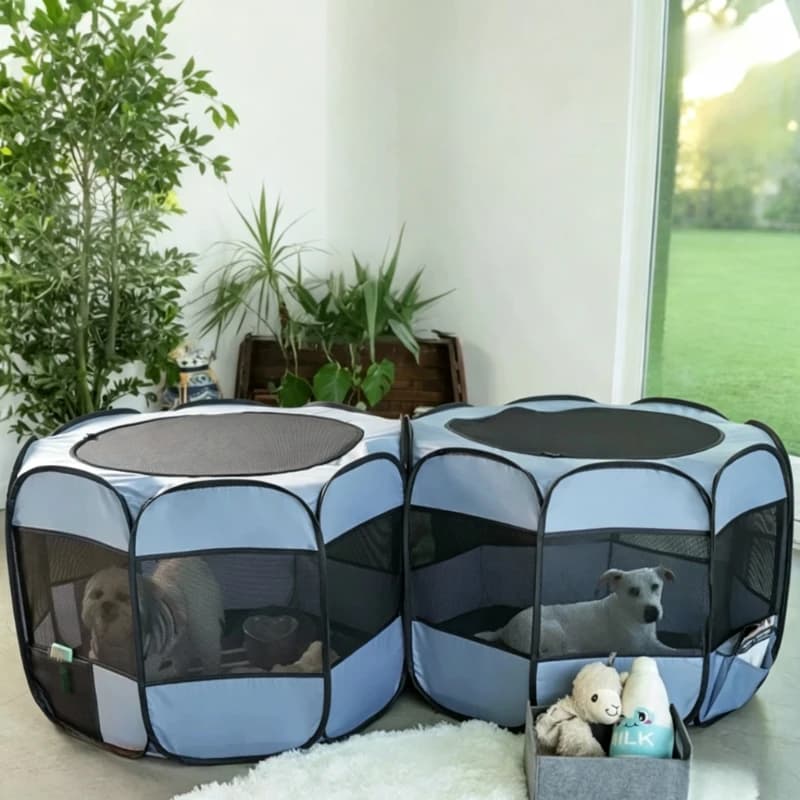 Pet Outdoor Tent Foldable Portable Comfortable Dog Beds Durable 2-in-1 Large Cat Dog Cage with Cover Ventilation Pets Fences