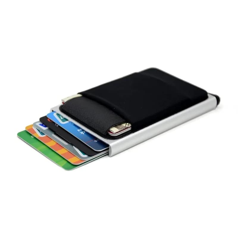 Porta carte di credito automatico Porta biglietti da visita Porta carte RFID in lega di alluminio metallico