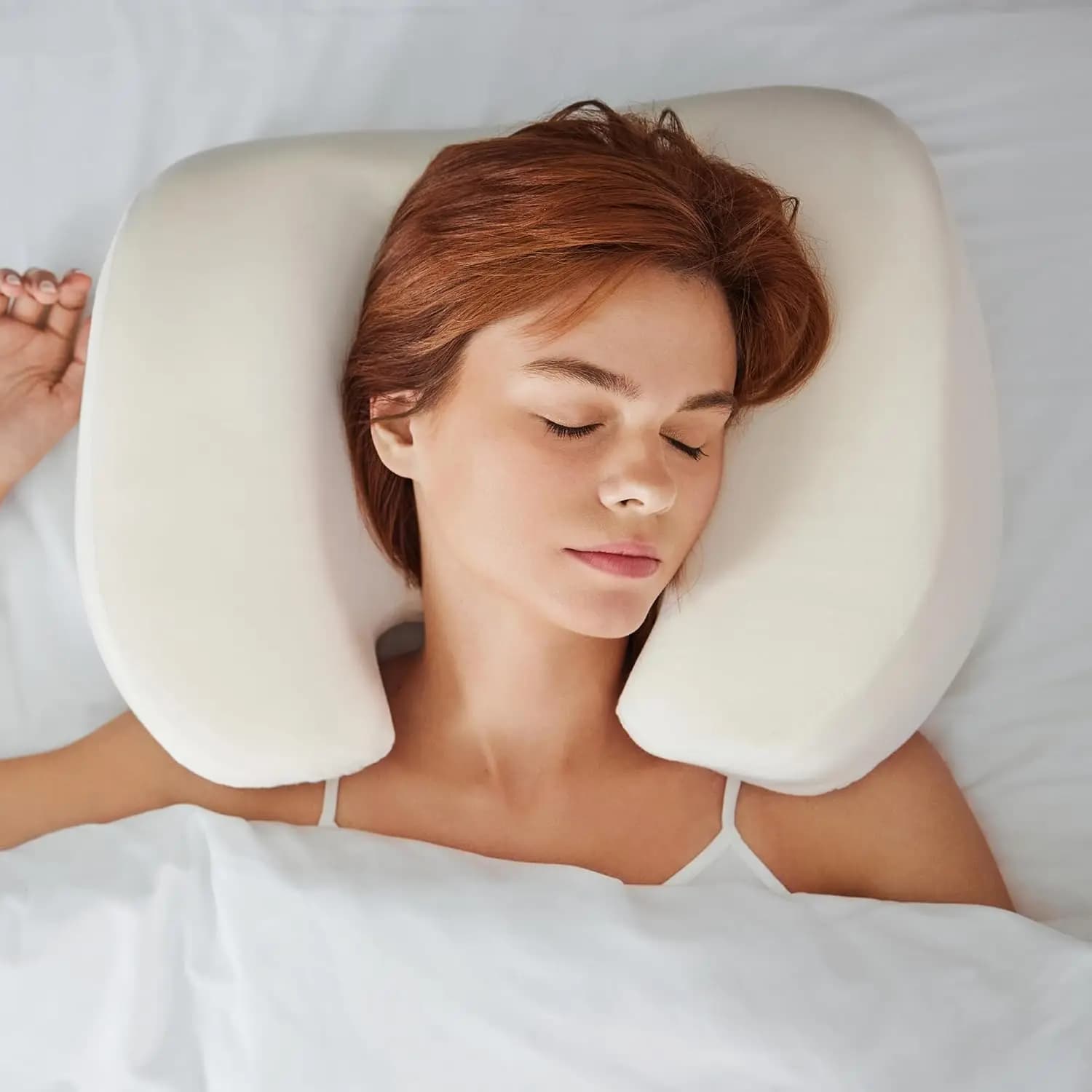 Cuscino per Dormire sulla Schiena con Supporto per il Collo per un Sonno Confortevole, Fodera in Raso Inclusa