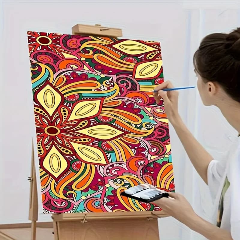 Professional Art Use 1pc frameless DIY Digital Oil Painting Kit for Adult Beginners - Includes Acrylic Paints, Canvas, 3 Paintbr