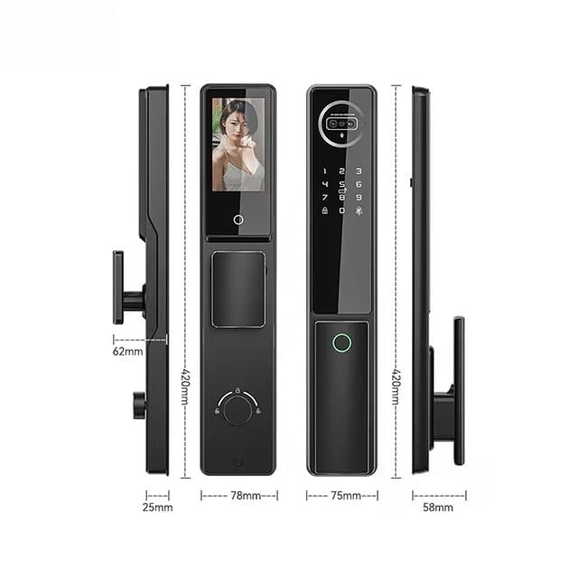 Video Smart Door Wifi 3D Face Palm Vein Digital per porta in legno con schermo e fotocamera