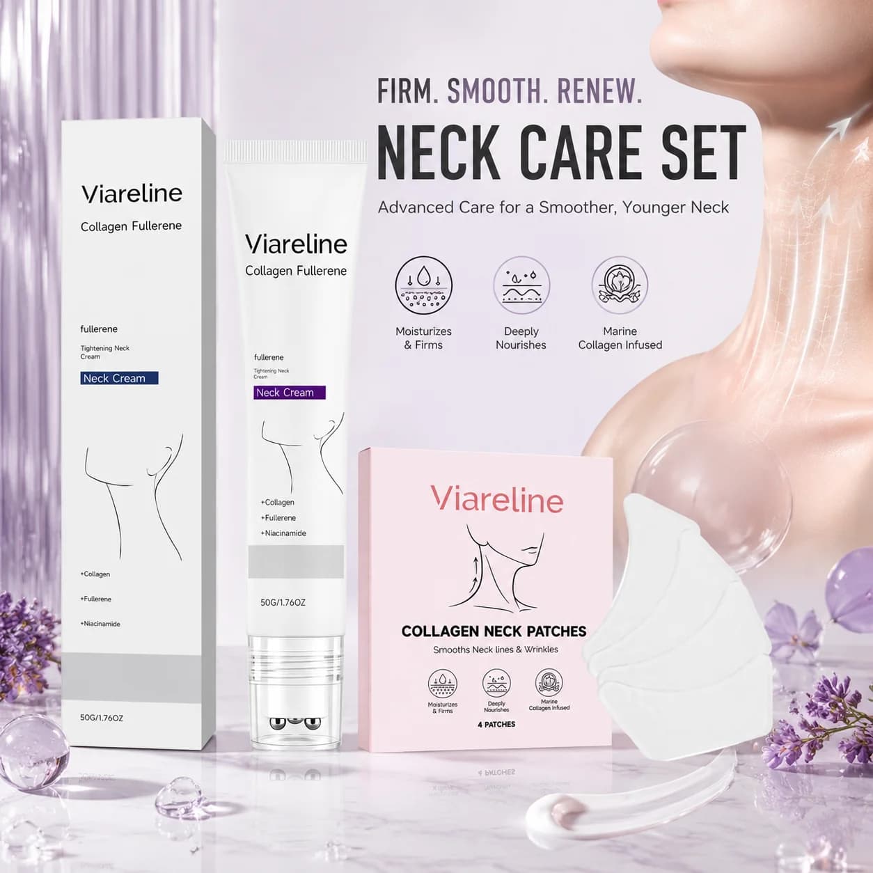 Collagen Neck Cream Neck Mask Set Moisturizing Skin Care Hydrating Neck Treatment Daily Neck Care Smooth Skin Cream Beauty Care