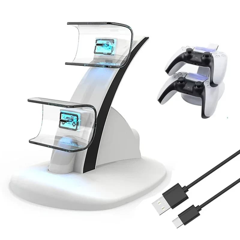 for Sony PS5 Dual Controller Fast Charger Stand Base for PS5 Wireless Gamepad Joystick Charging Dock Cradle Game Accessories