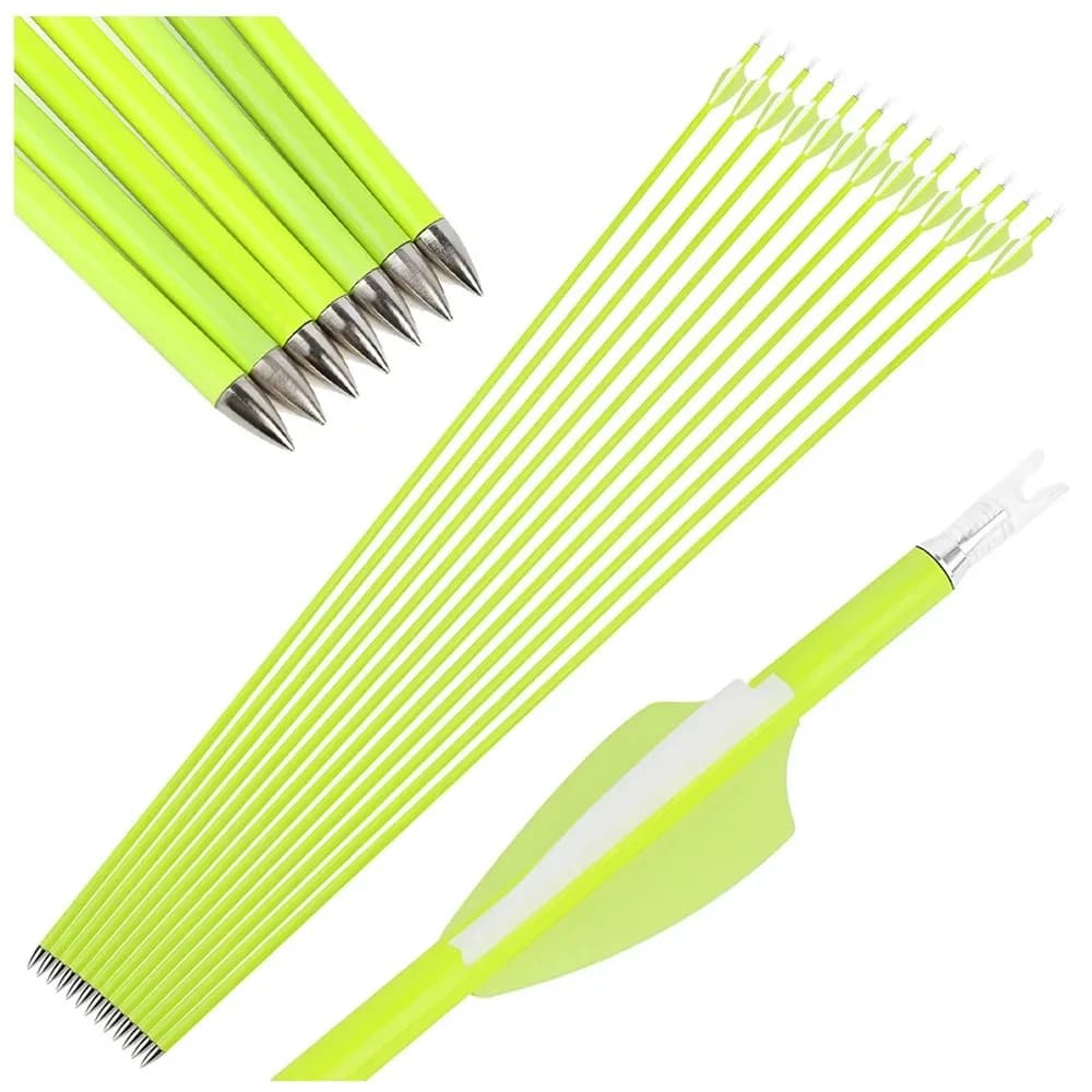 Spine1500 Carbon Arrows 12pcs 30 Inch ID4.2mm 2 Inch Rubber Feathers for Recurve Compound Longbow Outdoor Shooting Hunting