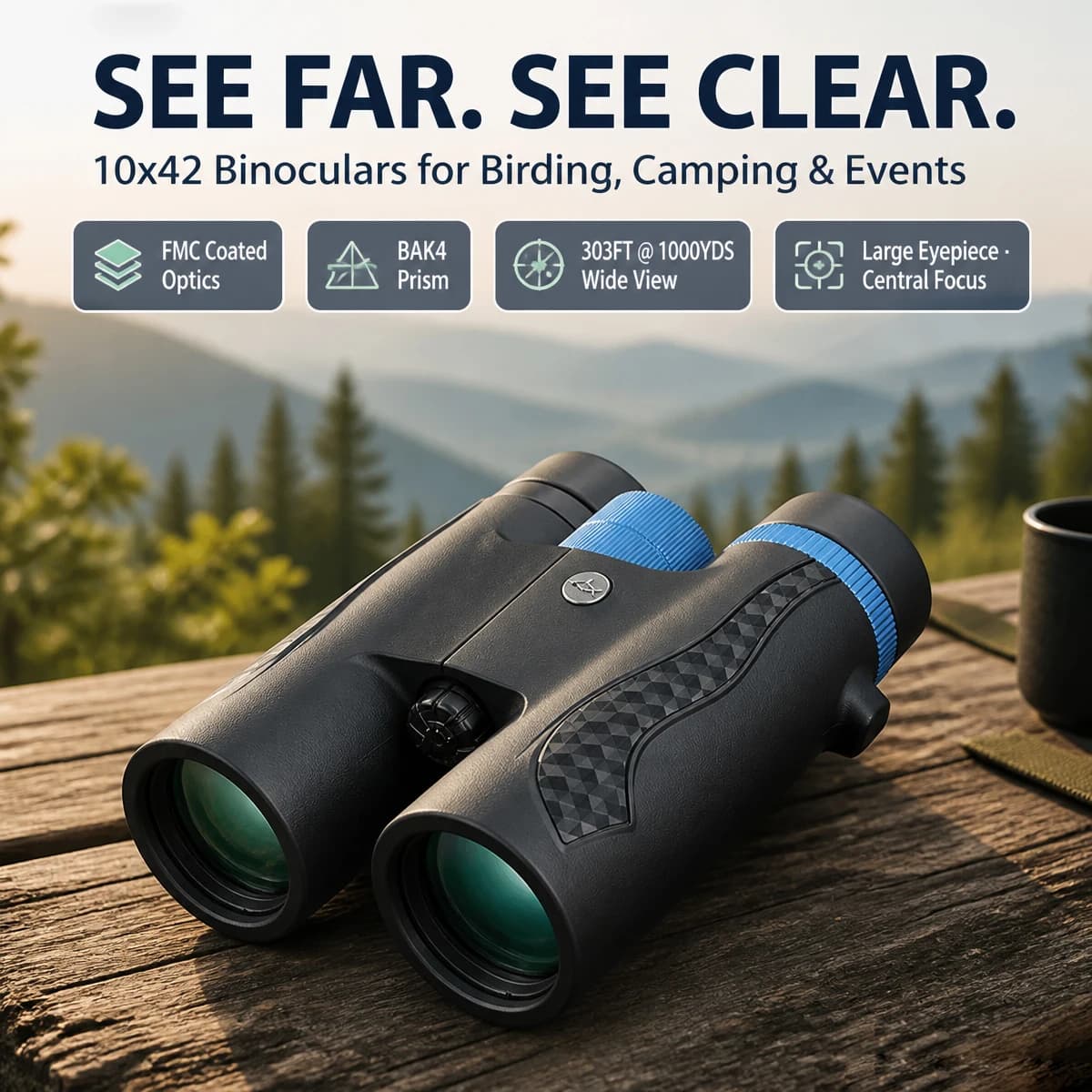 Shuntu 8X32 10x42 Binoculars BAK4 FMC Asika Telescope HD Lens Long Distance For Camping Equipment Outdoor Travel Essentials