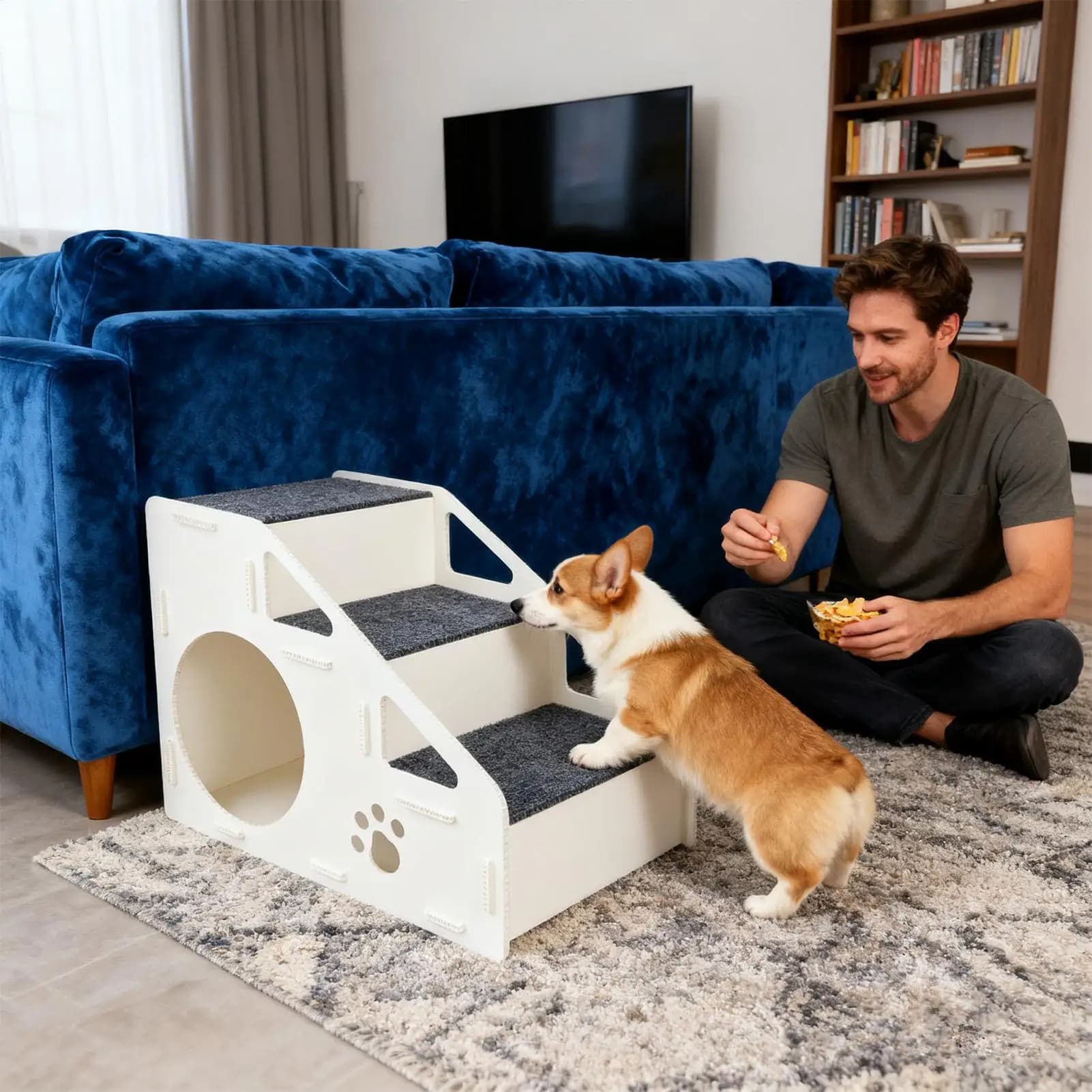 Scala da arrampicata per cani e gatti Scale pieghevoli per cani Gradini Scale interne antiscivolo addensate Rampa per animali domestici rimovibile per divano letto alto