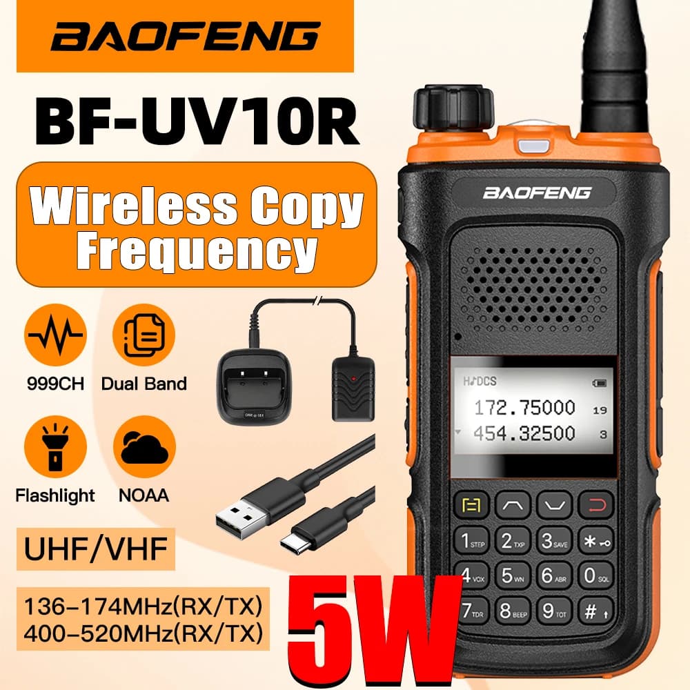 BF-UV10R Baofeng Walkie-talkie portatile Vhf Uhf FM a lungo raggio portatile Dual Band 999CH Ham Radio bidirezionale per il campeggio del ristorante
