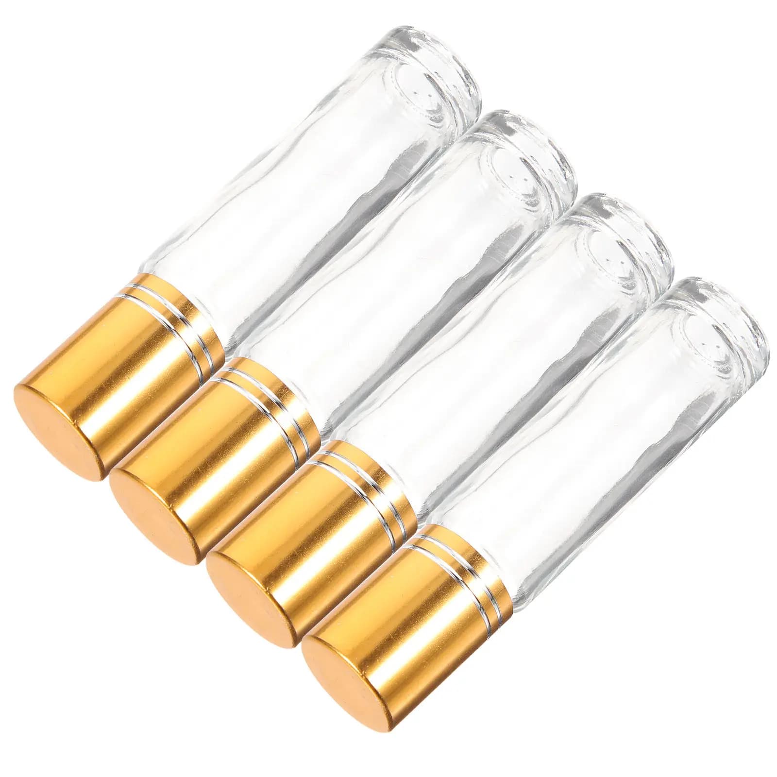 4 flaconi in vetro con rullo, piccoli contenitori per oli essenziali, dispenser ricaricabile per aromaterapia, a tenuta stagna, portatile, per viaggi, per liquidi