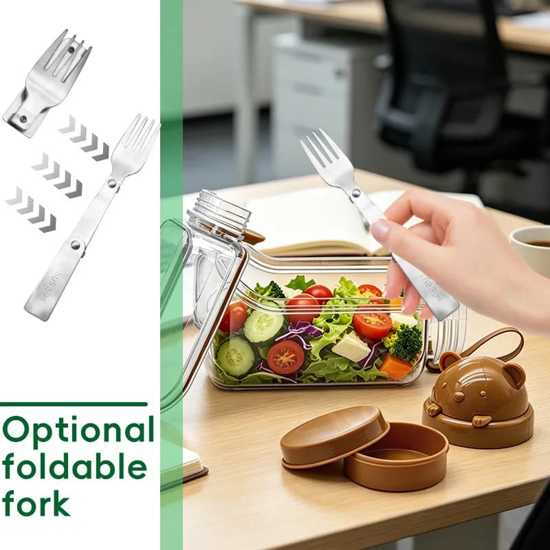 Contenitore per insalata con apertura laterale, pratico contenitore per il pranzo con scatola per condimenti, adatto per ufficio e viaggi.