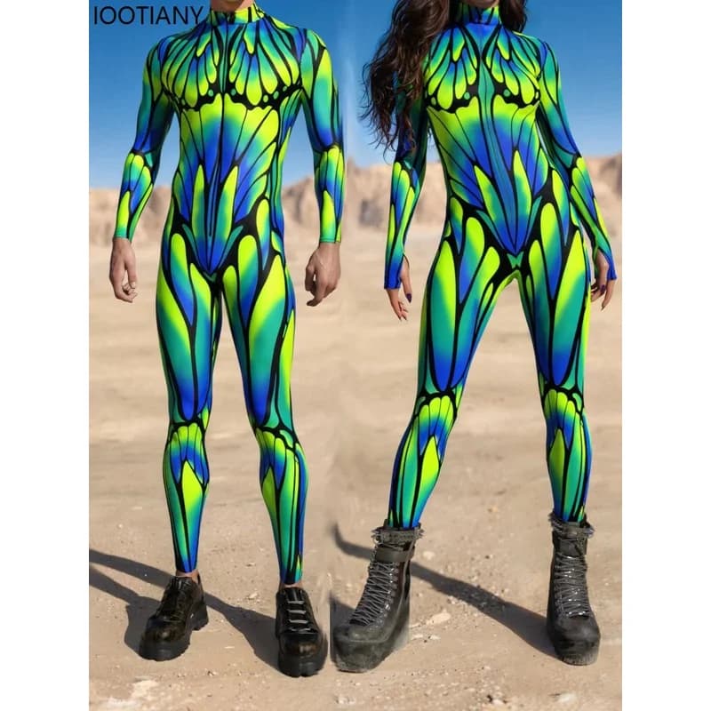 2025 Nuovo Cosplay Coppia Farfalla Linea Rete Body Festival delle donne Halloween Collant Cosplay da uomo Party Body Stage Per