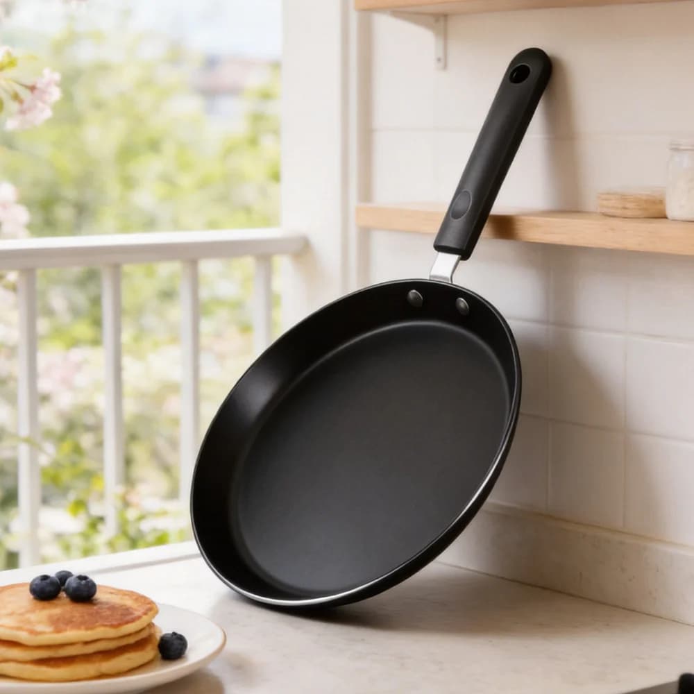 COOKER KING Non‑Stick Crepe Pan Tawa Pancake Frying Pan Metal Saucepan Compatible Induction Gas Kitchen Cooking Tools