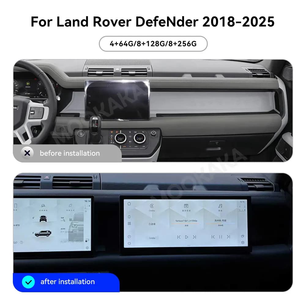 Lettore Multimediale Stereo da 15,6 Pollici per Land Rover Defender 2018-2025, Radio Auto con HiCar, Carplay, Android Auto, TV, Video e Musica