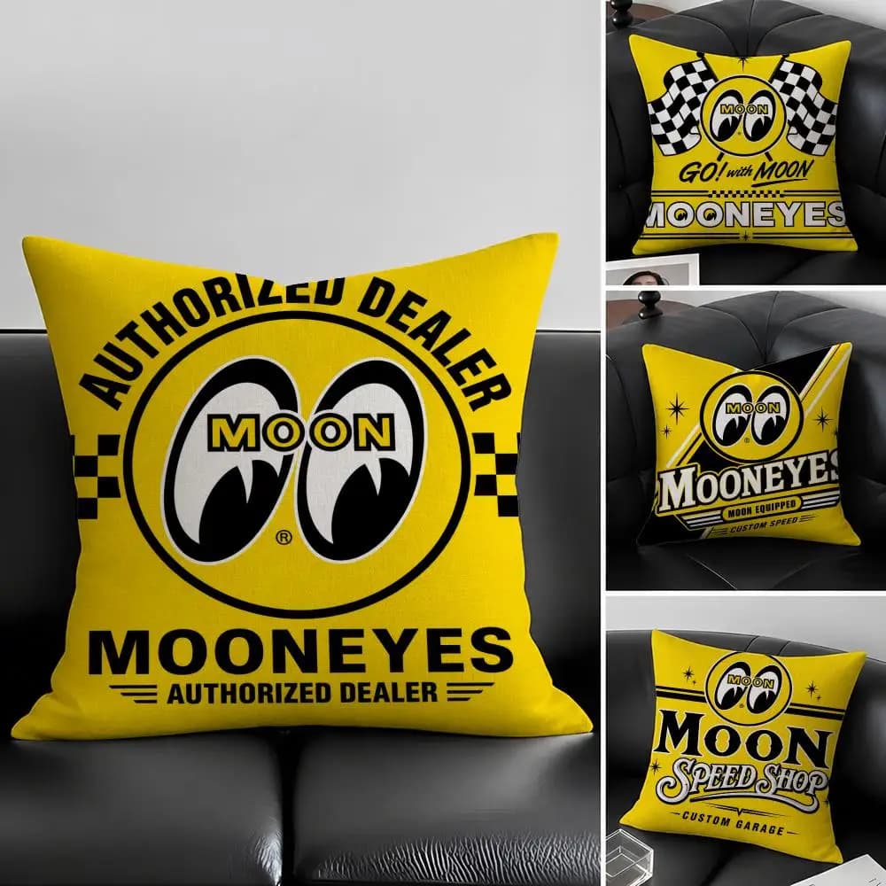 Brand Mooneyes Cushion Cover Natural Linen Pillow Covers, Washable Cushion Cases for Sofa Bed Couch Decor