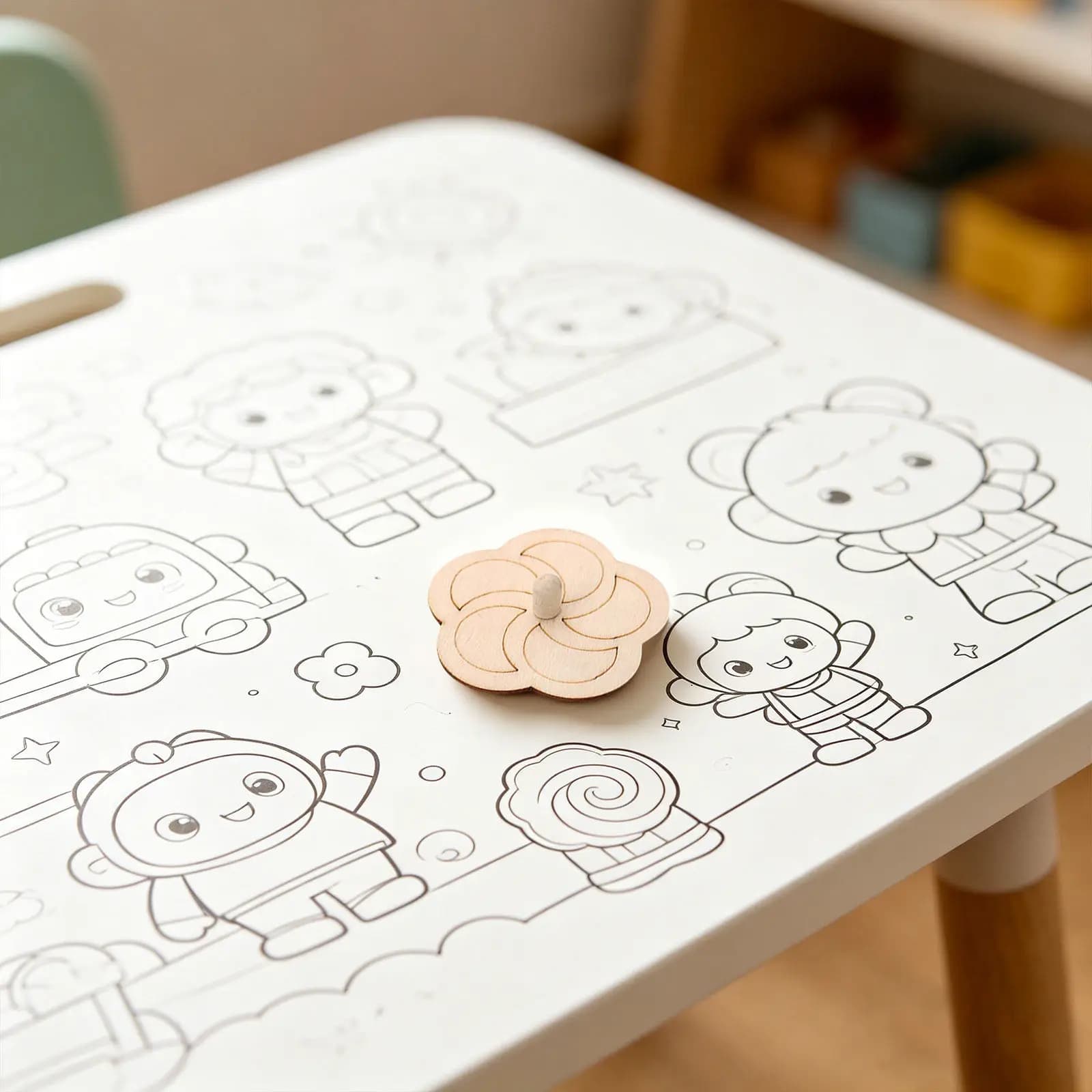 Set di 8 Trottola in Legno da Dipingere, Regalo Creativo per Bambini, Forme Esagonali e Rotonde, Giocattolo Educativo