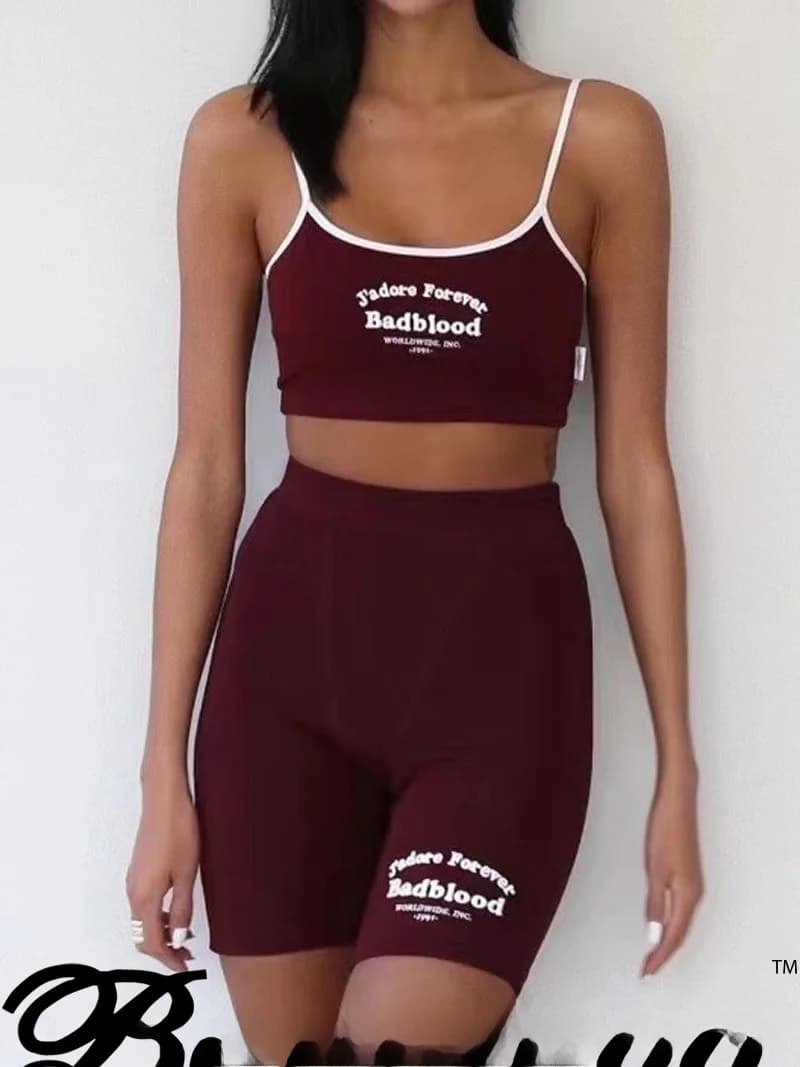 Pantaloncini Sportivi Casual da Ciclismo, Aderenti, Effetto Push-Up, Trendy, per Yoga, con Ricamo a Lettere, Lunghezza al Ginocchio