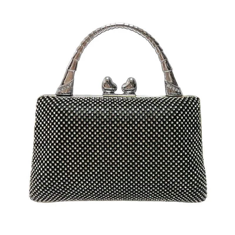 Pochette da sposa con diamanti lucidi Pochette da donna in rete Knucklebox Borsa da sera in argento con catena a tracolla Borse per banchetti alla moda per feste di nozze