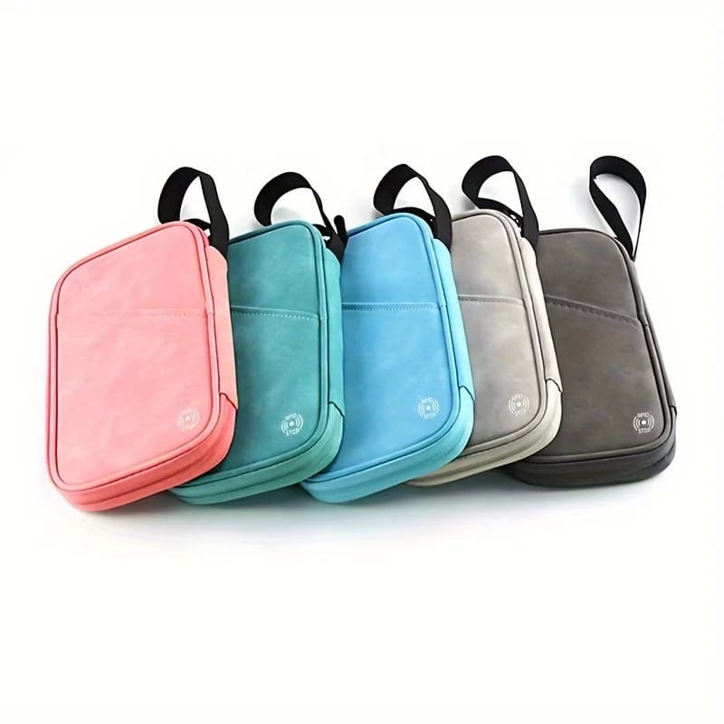 Portadocumenti Portatile, Custodia per Passaporto da Viaggio, Porta Passaporto Multifunzionale RFID