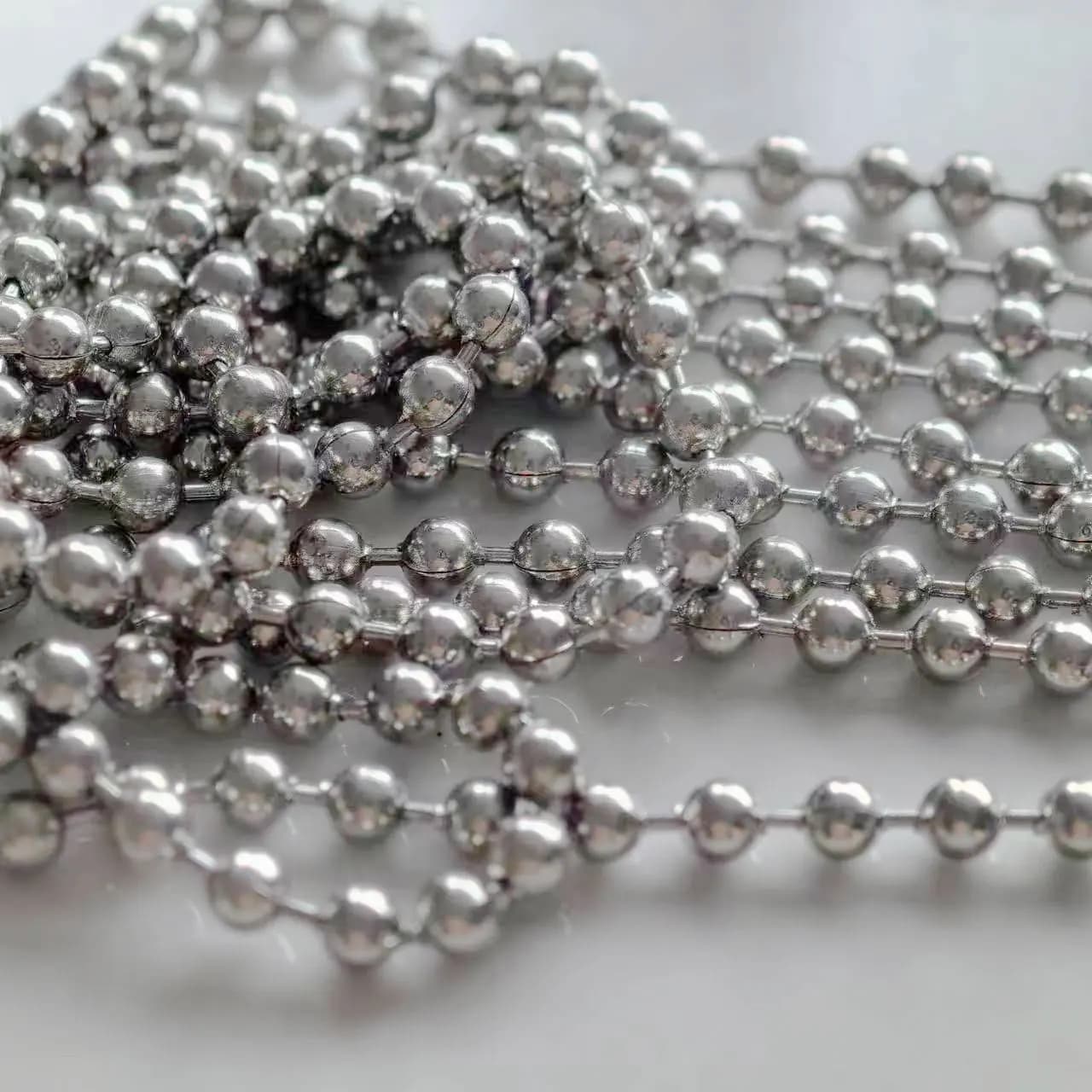 Catena a sfera rotonda in acciaio inossidabile da 1/5 m da 2 mm per artigianato fai da te gioielli portachiavi collana braccialetto materiali fatti a mano accessori