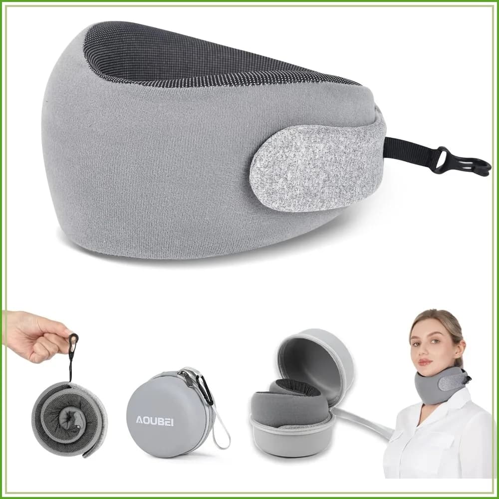 Compact Chin Support Travel Pillow for Petite People - Portable Neck Pillow Airplane with Washable Velvet Cover for Flights, Office, Car & Home