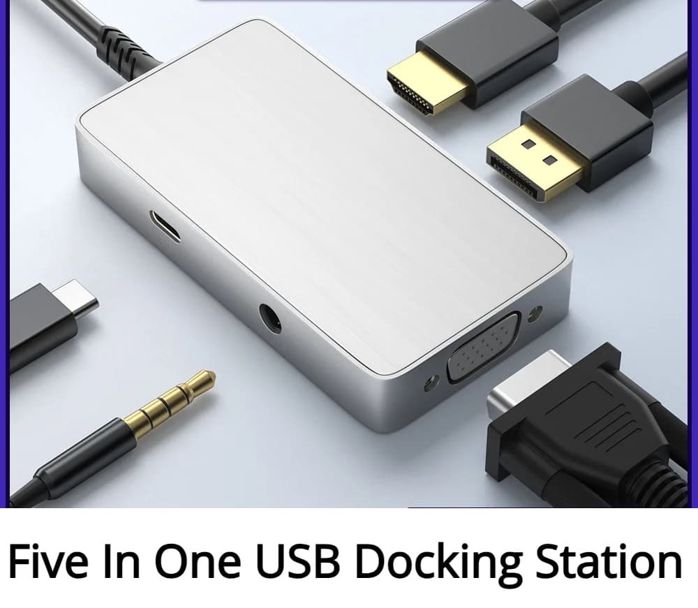 Docking station USB Type-C Adattatore splitter audio-visuale 5 in 1 per laptop MacBook Pro Air Docking station per espansore USB