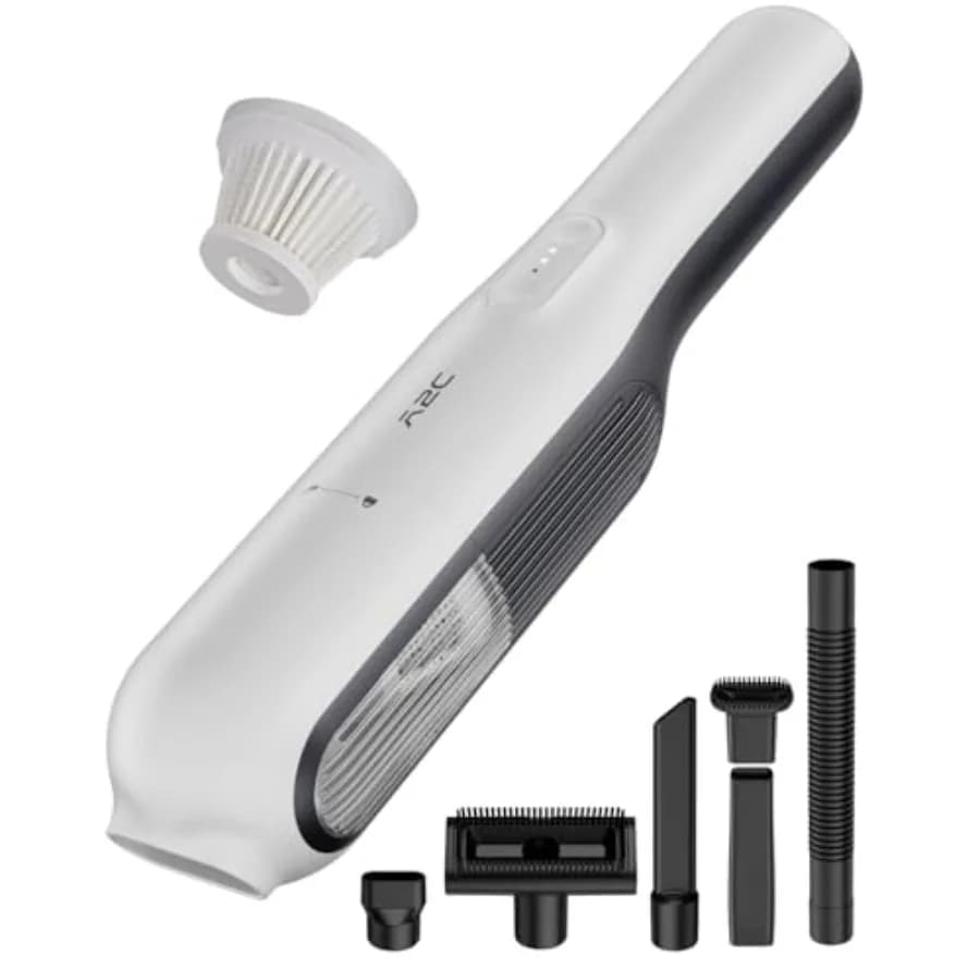 Aspirapolvere Portatile Senza Fili con Forte Aspirazione da 19000Pa, Mini Aspirapolvere per Auto con Filtro HEPA, 2 Modalità di Aspirazione, Multi-Bocchette