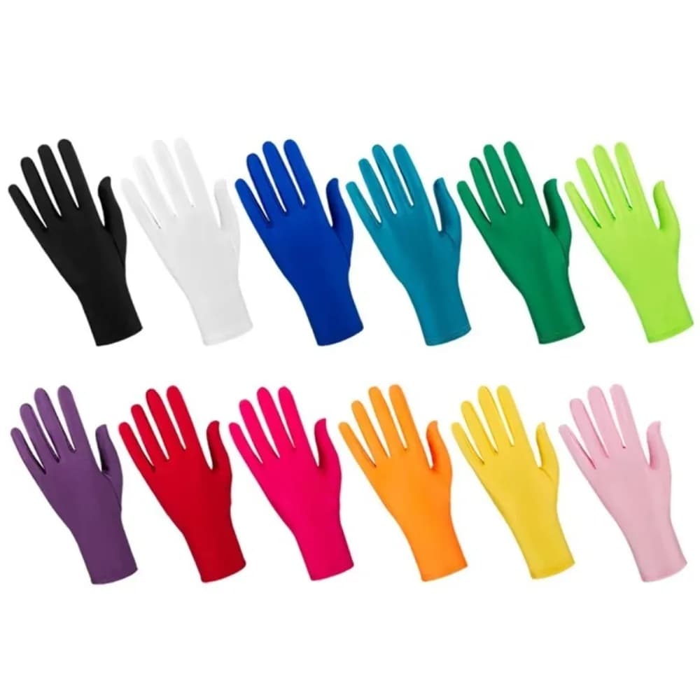 New Party Dress Performance Gloves Solid Color Full Fingers Sunscreen Gloves Spandex Photographic Prop Gift