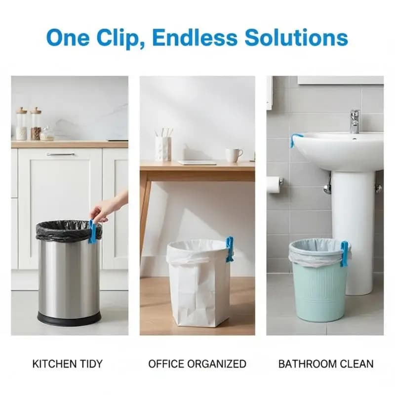 Trash Can Garbage Bag Clips Anti-Slip Trash Bag Holder Durable Easy Install Fixing Clips for Kitchen Household Office Use