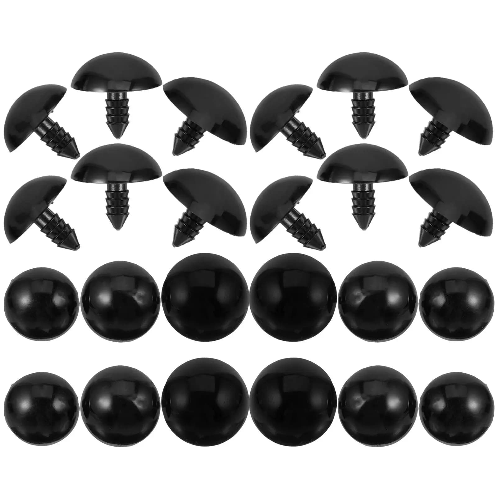 30 Pezzi Occhi Artificiali Decorativi Creativi in Plastica Nera, Accessori Fai-da-Te per Decorazioni Natalizie e Peluche