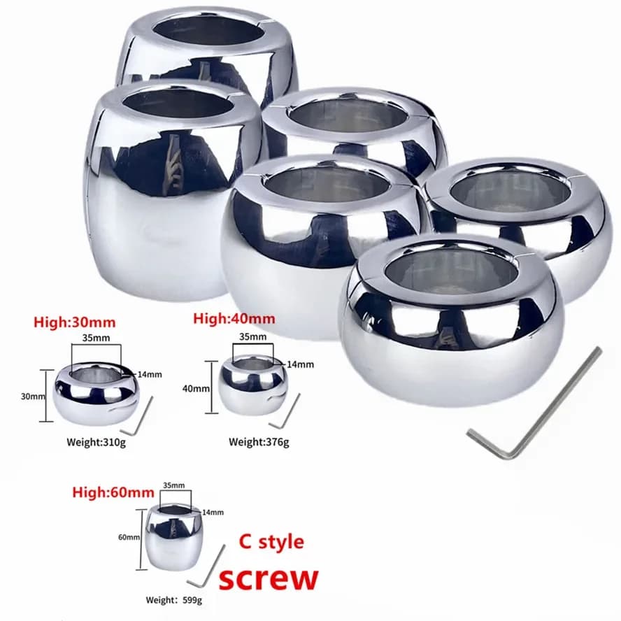 Acciaio inossidabile BDSM Cock Lock Ring Scroto in metallo Ciondolo Palla Barelle Testicolo Peso Pene Restraint Bondage Giocattoli del sesso per l'uomo