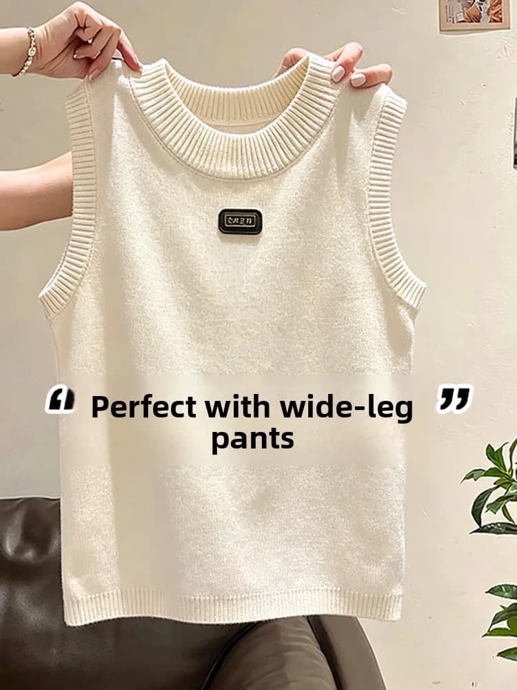 Canotta da Lavoro in Maglia da Donna, Senza Maniche, Moda Autunno Inverno, da Indossare Sotto o Sopra, Bellissima Maglietta Base