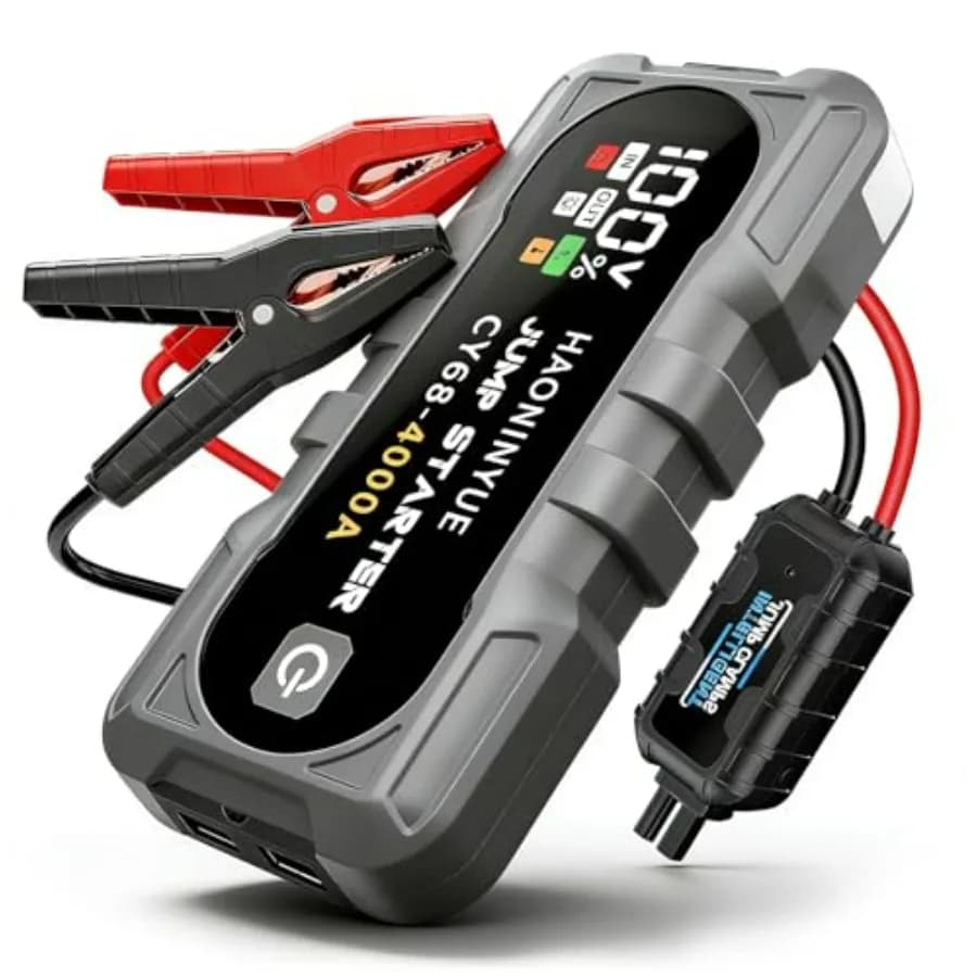 Avviatore di Emergenza per Auto 4000A 12V Portatile con Power Bank, Cavi di Avviamento, Luce LED e Porte USB