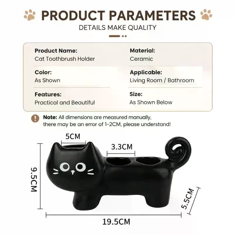 /TPz/Black Cat Ceramic Toothbrush Holder Multi Slots Non Slip Base For Bathroom Countertop Storage Home Decor Cute