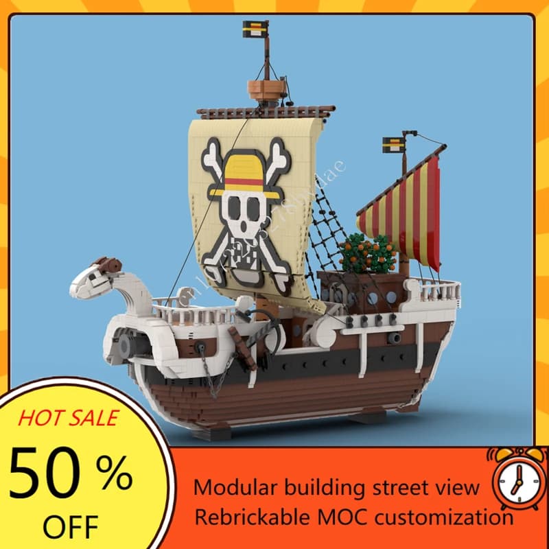 6474PCS MOC Going Merry Minifigure Scale Custom Puzzles Warship Model Technical Set DIY Assembly Creative Kids Puzzle Xmas Gift