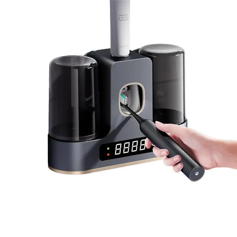 【POPOLARE】 Portaspazzolino per bagni con asciugatura all'aria, portaspazzolino con schermo LED per conto alla rovescia intelligente, supporti montati a parete