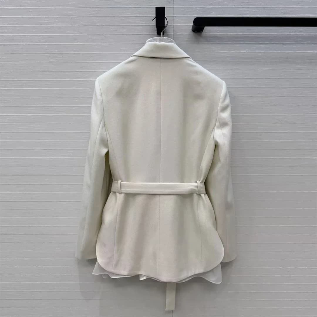 Blazer da Ufficio Lurex Stile Old Money di Lusso da Donna, con Fodera in Garza, Scollo a Revers, Cintura Slim, in Misto Lana Twill, Elegante Giacca/Cappotto, Nuova Collezione Primavera 2026