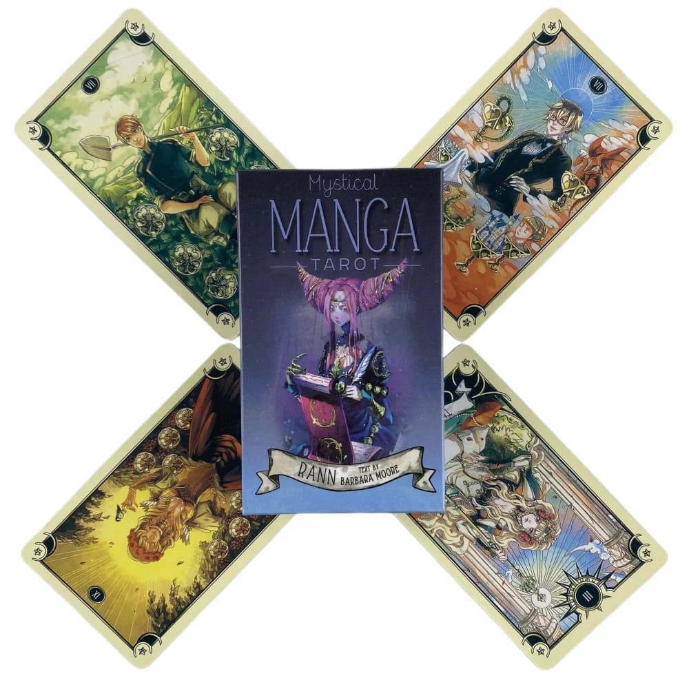 Carte dei Tarocchi Mistici Manga, Mazzo da 78 Carte, Edizione in Inglese per Divinazione e Visioni, Giochi da Tavolo