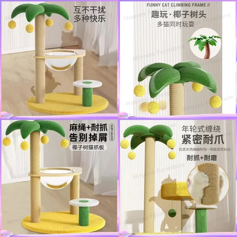 Small Space Saving Cat Tree for Kittens and Cats – Multi-Level Climbing Frame with Scratching Posts Nest Platform and Jumping
