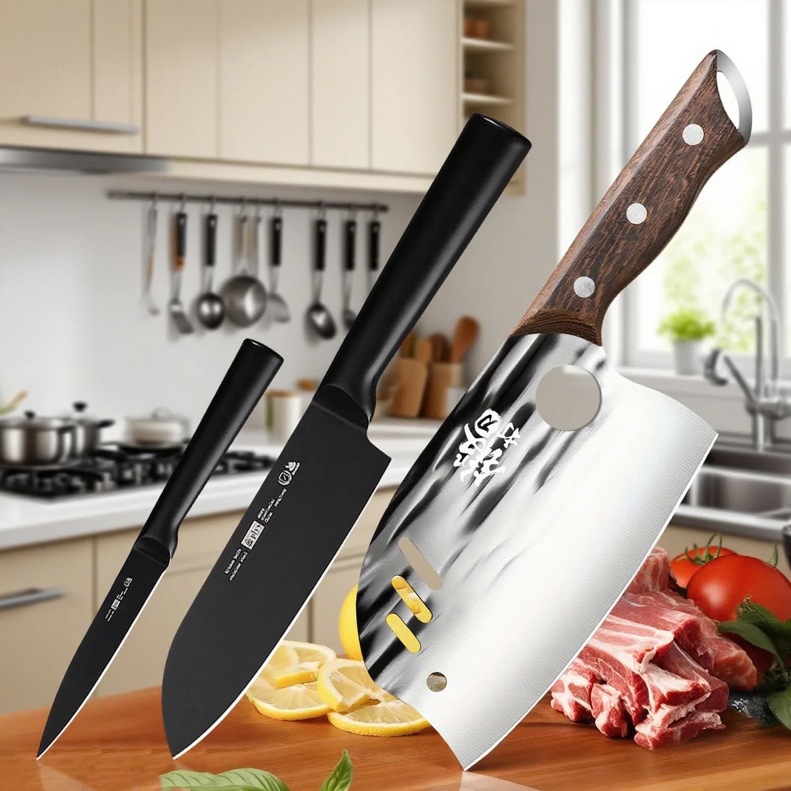 3 pezzi Coltello da cucina multifunzionale Coltello da chef Coltello da frutta Utensili da cucina durevoli Essenziale per gli appassionati di cucina