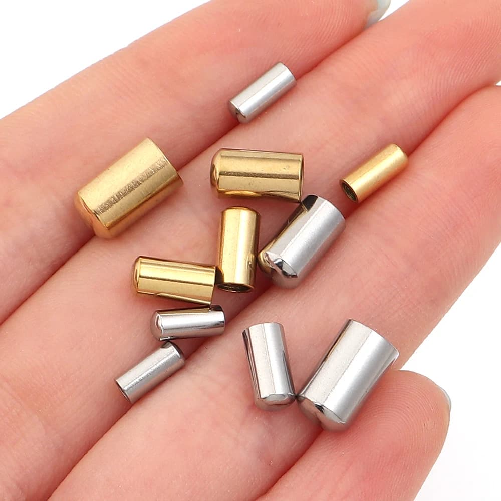 10/20 pz. Chiusure a crimpare in acciaio inossidabile per braccialetti fai da te, terminali per cordoncini, forniture per collane in pelle, componenti per la creazione di gioielli