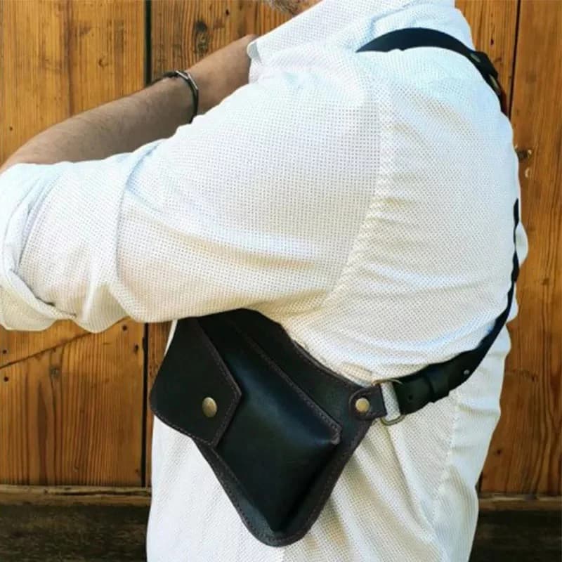 Borsa per fondina per cellulare medievale sotto le ascelle con doppie tasche nascoste Portafoglio con imbracatura per tracolla in pelle PU per antifurto