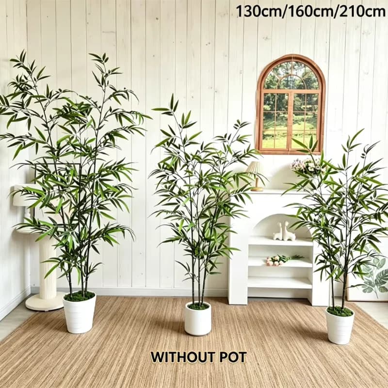 1.3-2.1M Artificial Plants Bamboo, Fake Greenery Plant for Home,Living Room、Wedding、Garden and Indoor/Outdoor Wall Decoration