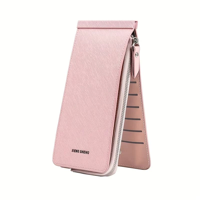 Elegante portafoglio bifold con blocco RFID - Pelle PU, finestra identificativa staccabile, scomparti multipli per carte, tasca portamonete con cerniera, chiusura a scatto