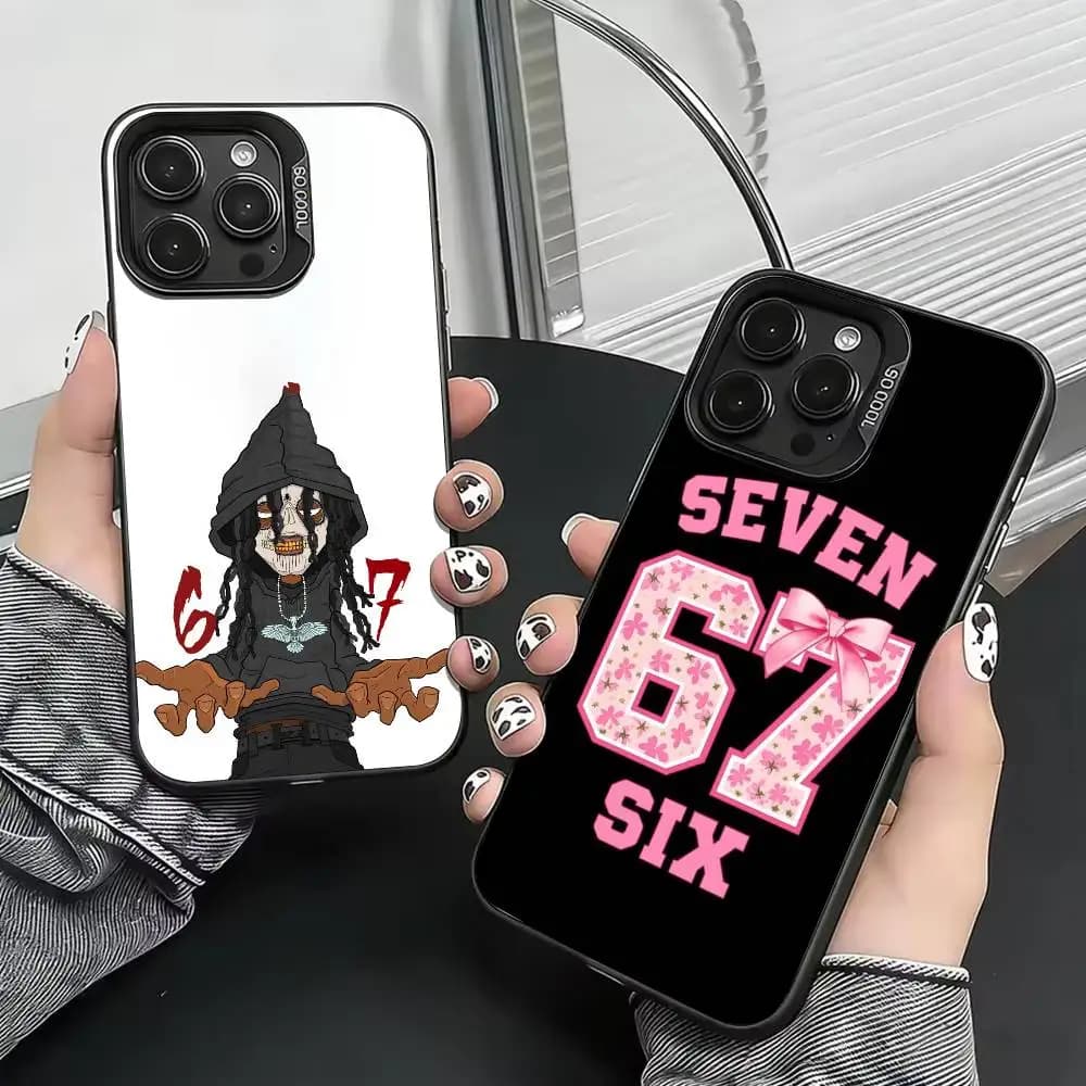 S-Six S-Seven Meme Aesthetics Phone Case For iPhone 17,16,15,14,13,12,11 Plus,Pro Max,XS,Colorful Silver Phone case Funda Cover