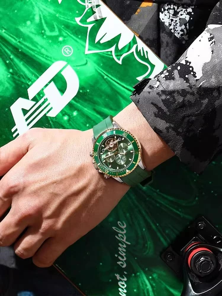 AILANG Green Diver Automatic Mechanical Watch Men Luxury Waterproof Luminous Wristwatch Multifunctional Tourbillon Men's Watch