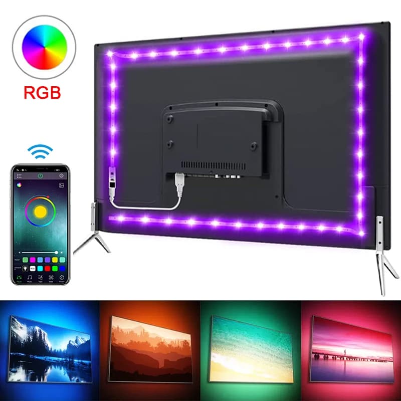 LED Lights for TV RGB LED Strip Control Bluetooth 5V USB LED Tape Flexible Tape for TV Backlight Room Decoration
