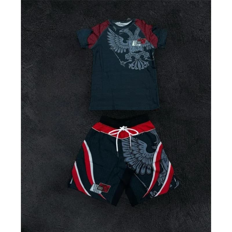 2026Summer Boxing Jiu Jitsu Sports Set Men's Graphic Rash Guard T-shirts&Shorts Quick Drying Breahable Training Combat Suit MOTO
