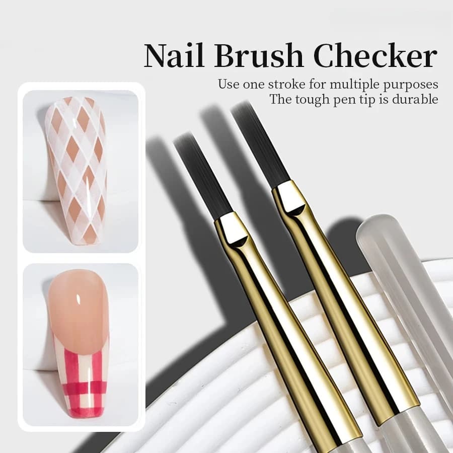 1Pc/2Pc Nail Art Brush Checker Nail Drawing Painting Line Brush Nail Art Tool Acrylic Painting Brushes DIY Design Manicure Tools