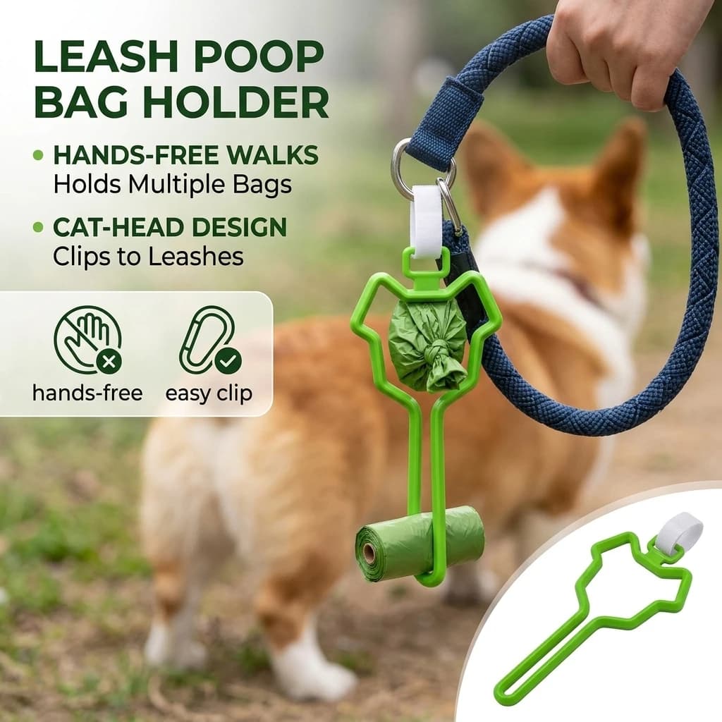 2 Pezzi Porta Sacchetti per Escrementi di Cane, Clip Porta Sacchetti per Rifiuti di Animali Domestici a Mani Libere da Attaccare al Guinzaglio, Accessorio Leggero per Passeggiate, Clip Portatile per Sacchetti della Spazzatura